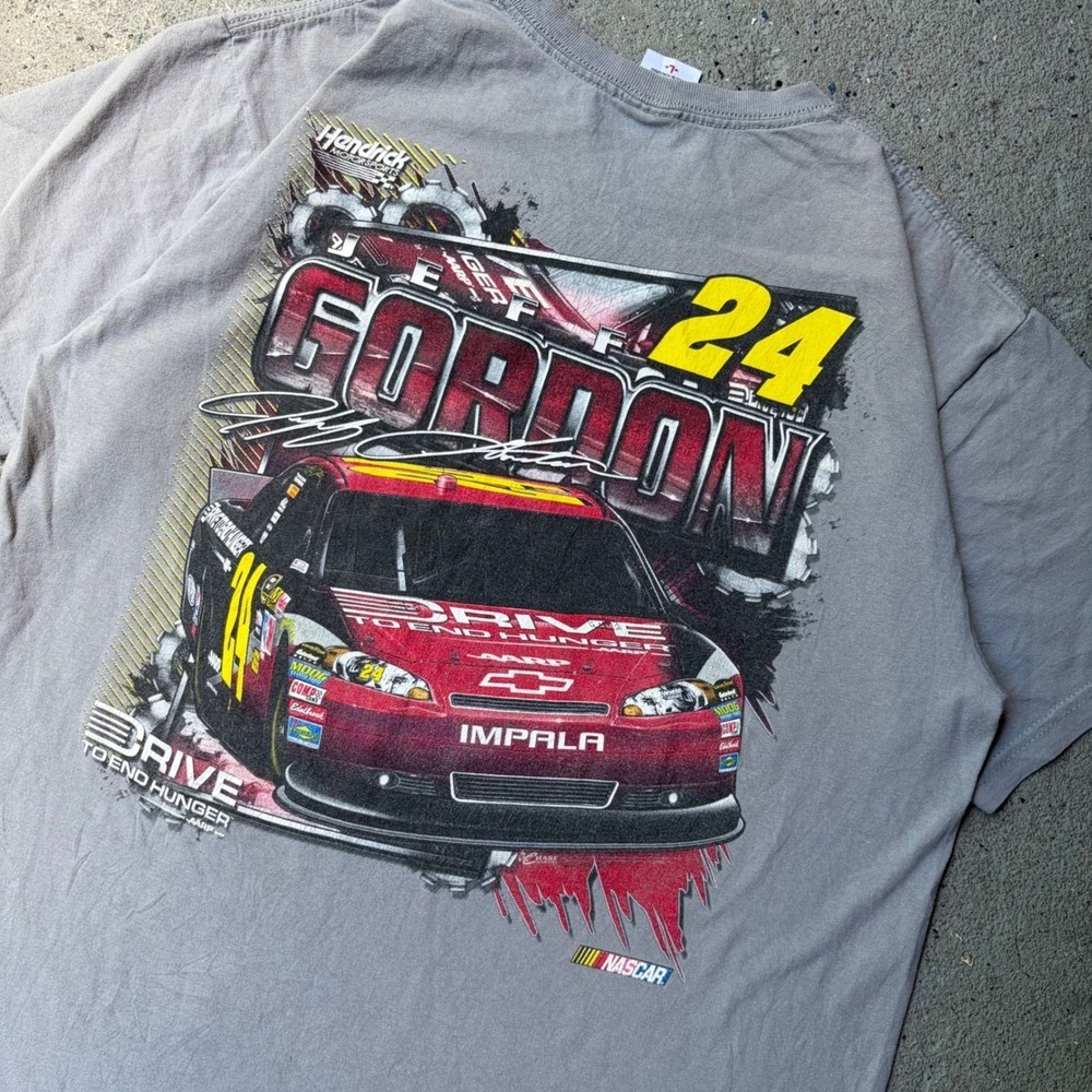 Jeff Gordon 24 NASCAR Racing Shirt Anvil Grey Hendrick Motorsports Mens XL